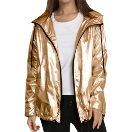 Women's Camping Hiking jacket metal bomber jacket Gold Jacket SKJ046 Women's Camping Hiking jacket metal bomber jacket Gold Jacket SKJ046